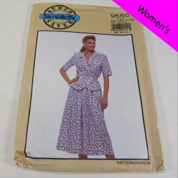 Simplicity Other - Simplicity 9650 clothing pattern top & skirt size 16-22